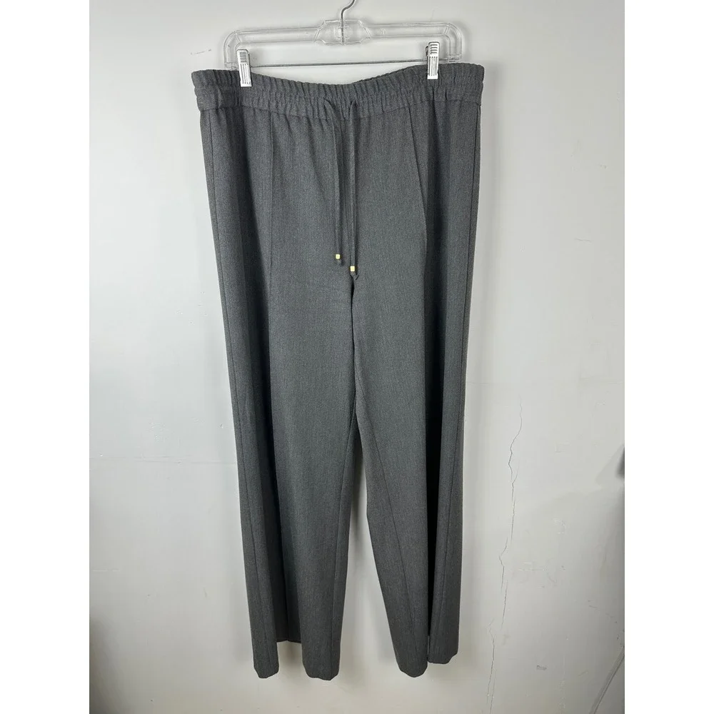 Zara Gray Wide Leg Drawstring Trousers Elastic Waist Pants XXL